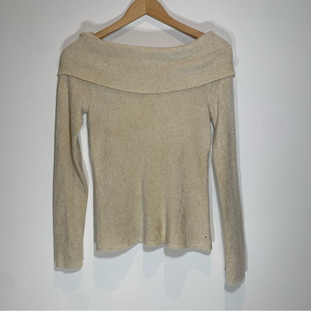 Elegant Cream Off-Shoulder Sweater